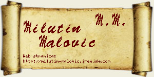 Milutin Malović vizit kartica